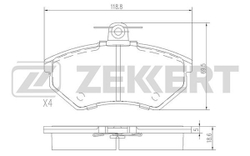 ZEKKERT BS1098 Колодки тормозные передние с ушком Audi 80, Seat Ibiza, Chery Amulet, VW Golf, Passat