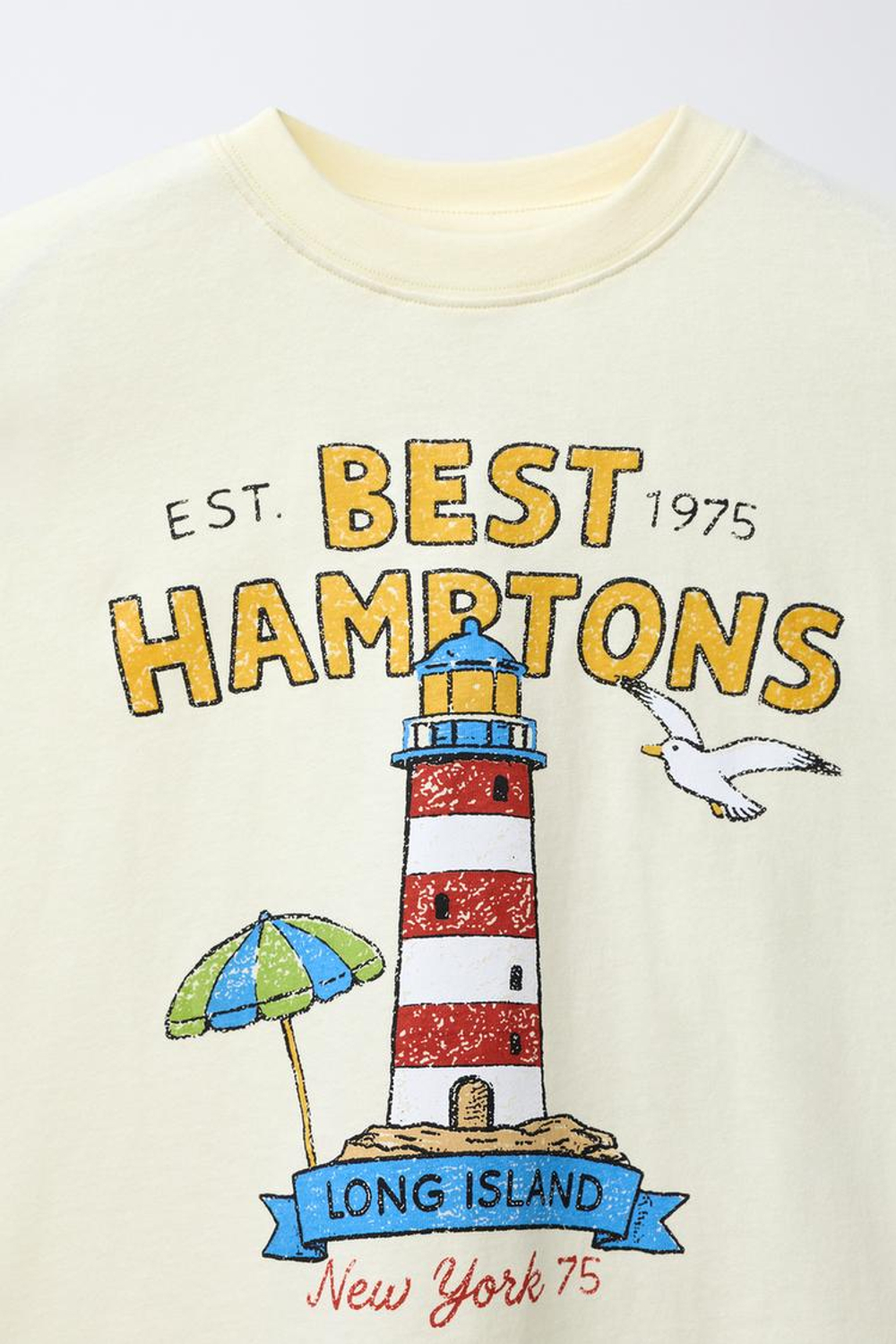 ZARA ФУТБОЛКА С НАДПИСЬЮ, ПАСТЕЛЬНО-ЖЕЛТЫЙ