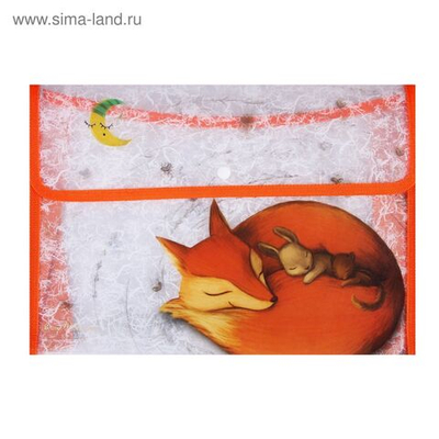 Папка на кнопке А4 Волшебные лисы , с окантовкой, МИКС