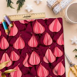 Ткань премиум интерлок полосатые фрукты