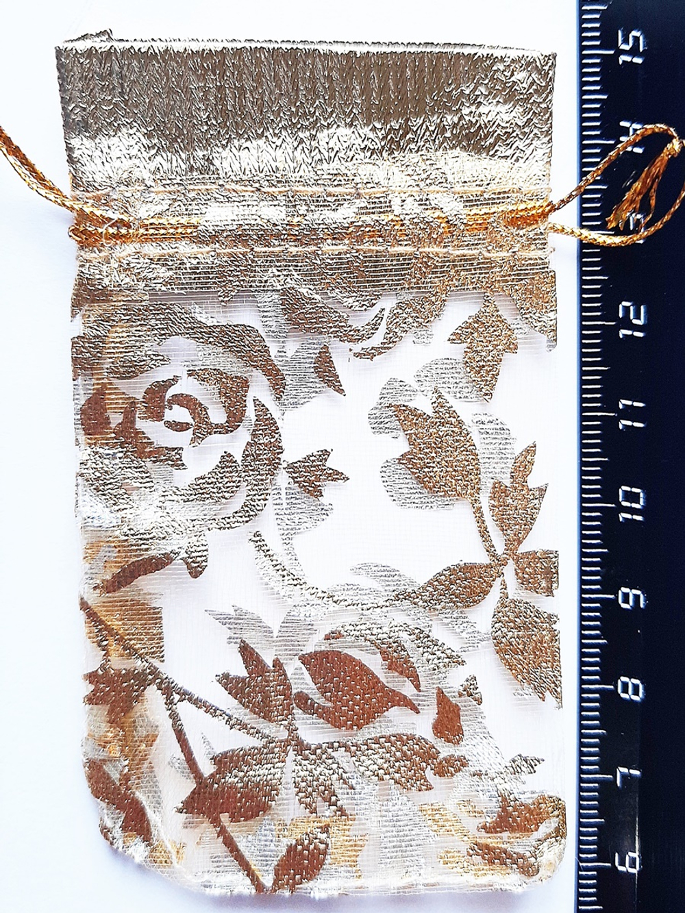 Мешочек органза с розами 7х9 см. 6 штук Красные+Розовые