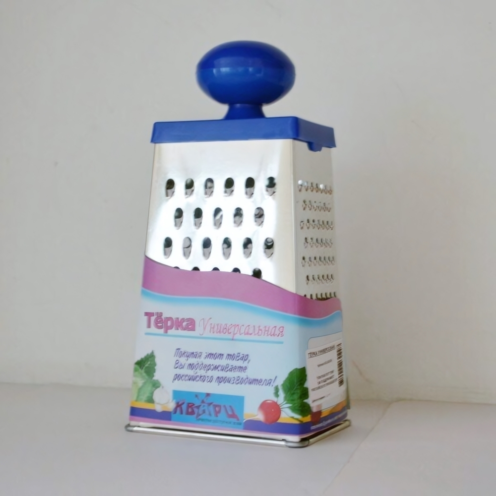 Терка универсальная 4-грани с пластмассовой круглой ручкой в сервисной упаковке 11х8,5х22см КМ01.000.04