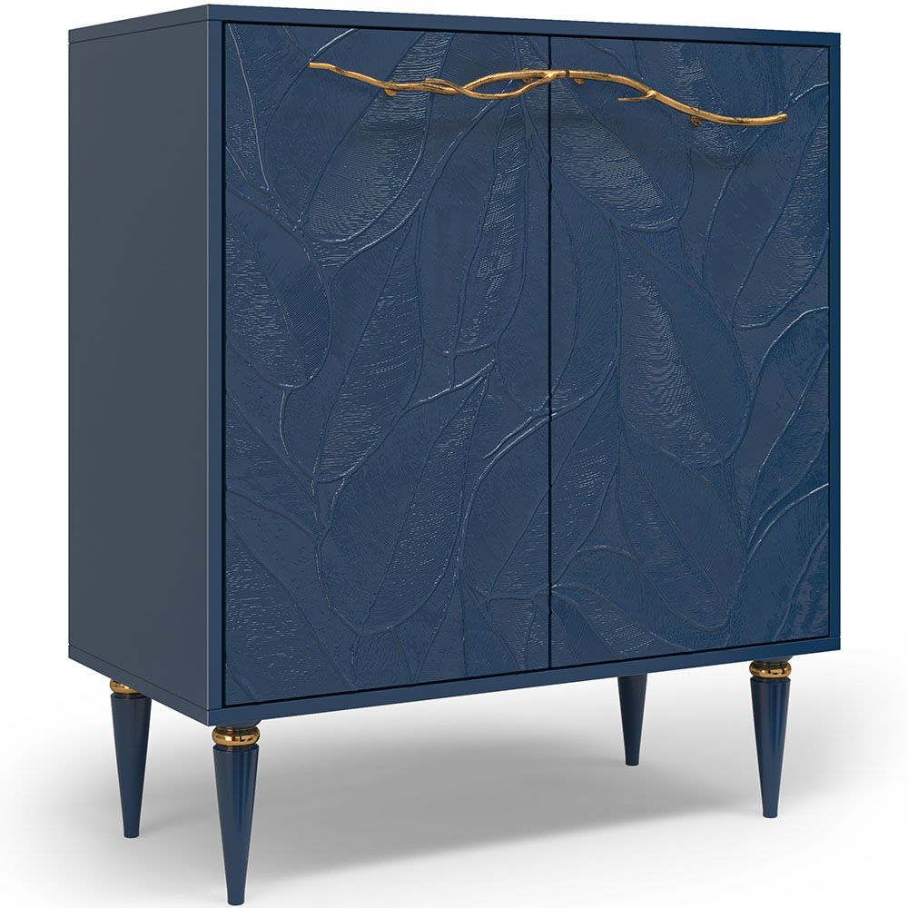 Комод Арт Колор leaves Классик Голд с 2 полками Королевский синий