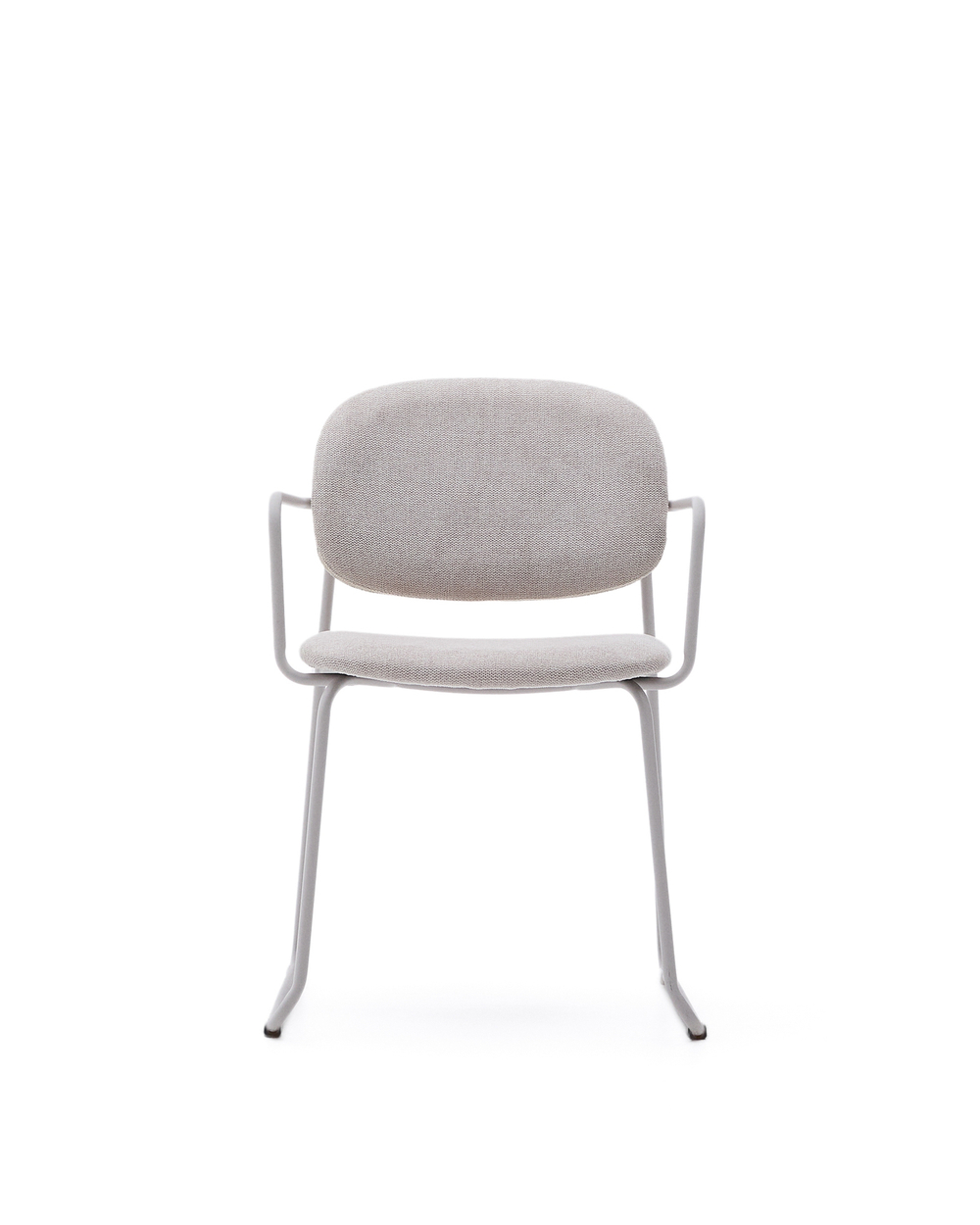 Стул Meli из бежевого шенилла с бежевой металлической структурой