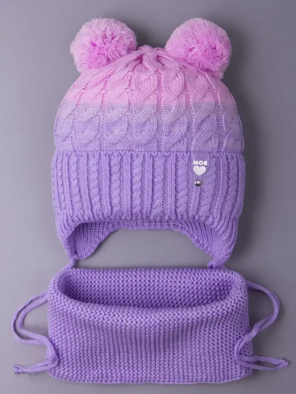 Шапка для девочки осенняя вязаная и снуд