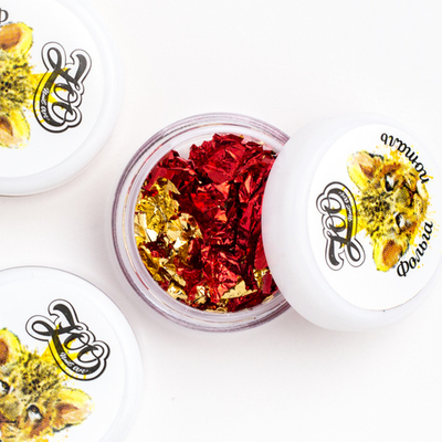 Zoo Фольга поталь двусторонняя № 1548 красная и золото, 14х14см