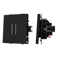 Механизм выключателя двухклавишный проходной LED SWT-NOBE-MKP2-SFPL-L-BK (230V, 10A) (Arlight, Черный оникс) 054267