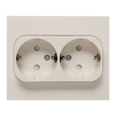 Стокгольм Розетка 2-местная с/з 16А автоматические клеммы белая с защ, штор, EKF PROxima