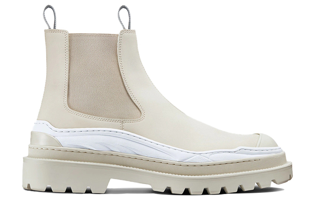 Sacai x Dior and Sacai round toe Chelsea boots men's off-white