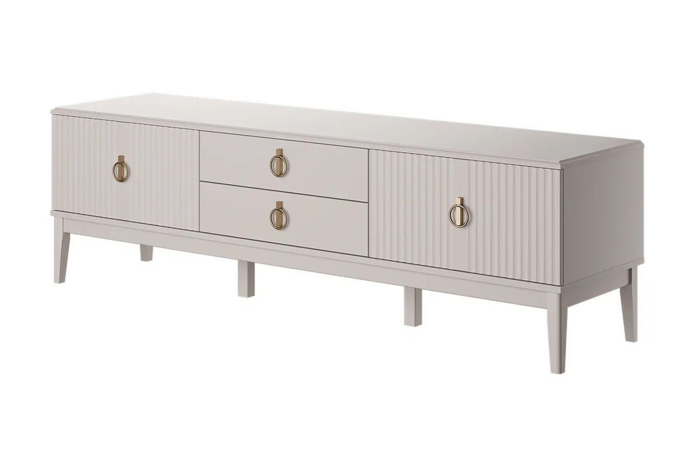 ФАРГО Льняной ЛАК, Тумба ТВ 4 ящика, ЛДСП/МДФ лак (Персидский Жемчуг/Льняной ЛАК) 1740х525х440