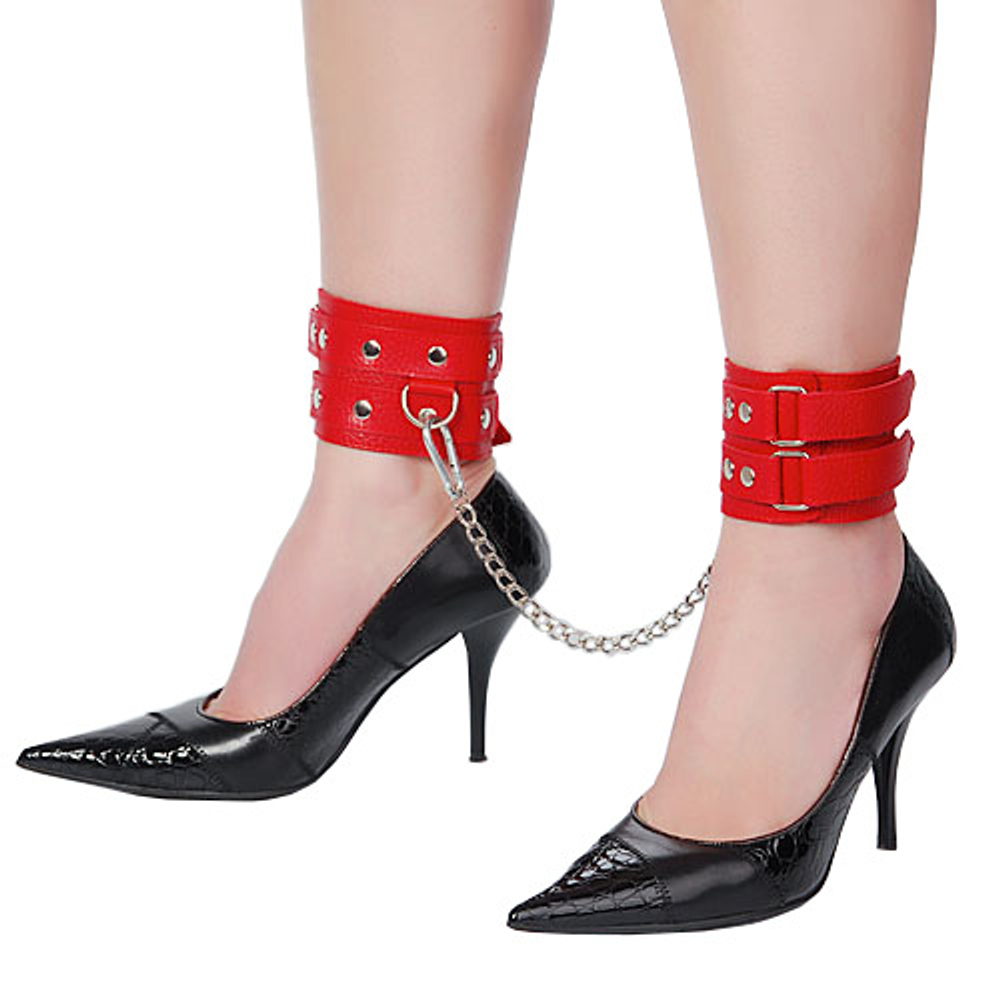 Красные кожаные оковы с цепочкой Sitabella BDSM Accessories 3071-2
