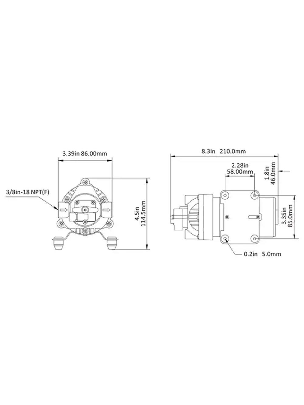 Насос мембранный 12B, 5,5 л/мин, 80 PS