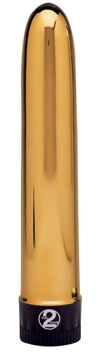 Золотистый гладкий вибратор Gold Mine - 19 см. (Цвет: золотистый)