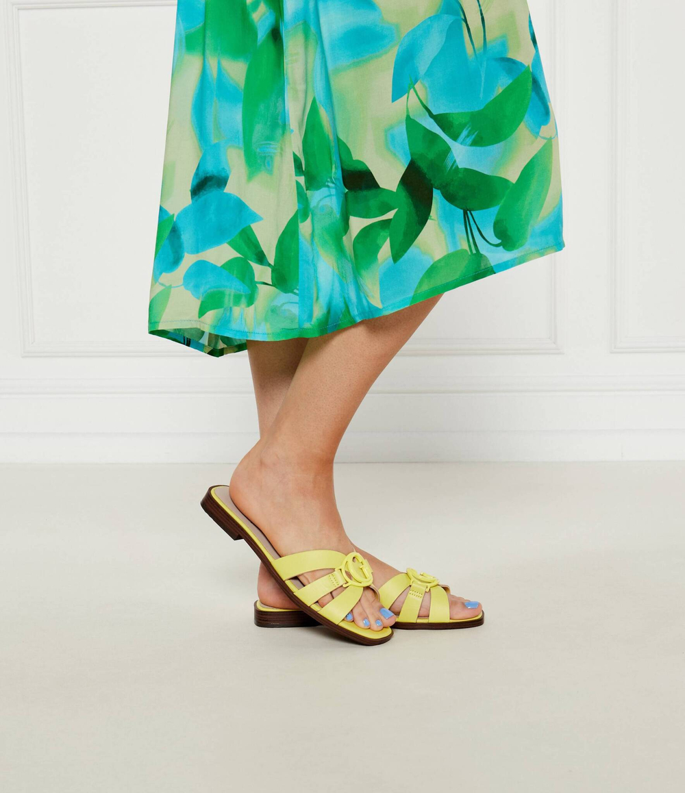 Кожаные шлепанцы Guess - лимонный(FLJSYM LEA03)