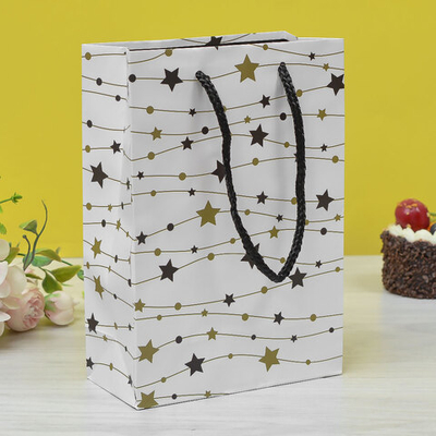 Пакет бумажный 14*20*7см с ручками микс MS606-610