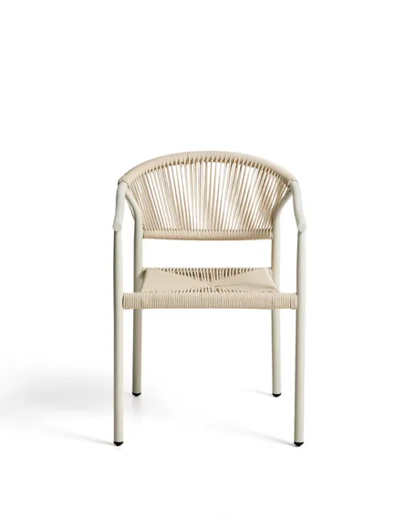 Уличный стул Livadia из бежевого алюминия и веревки