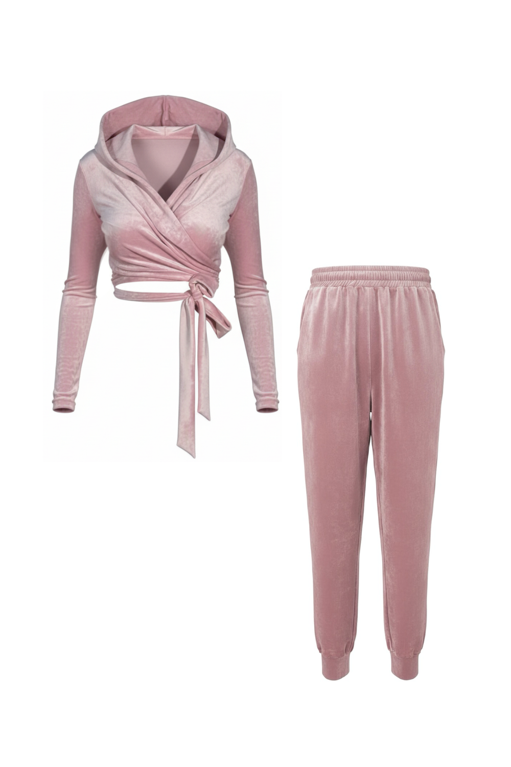 Костюм из велюра в розовом