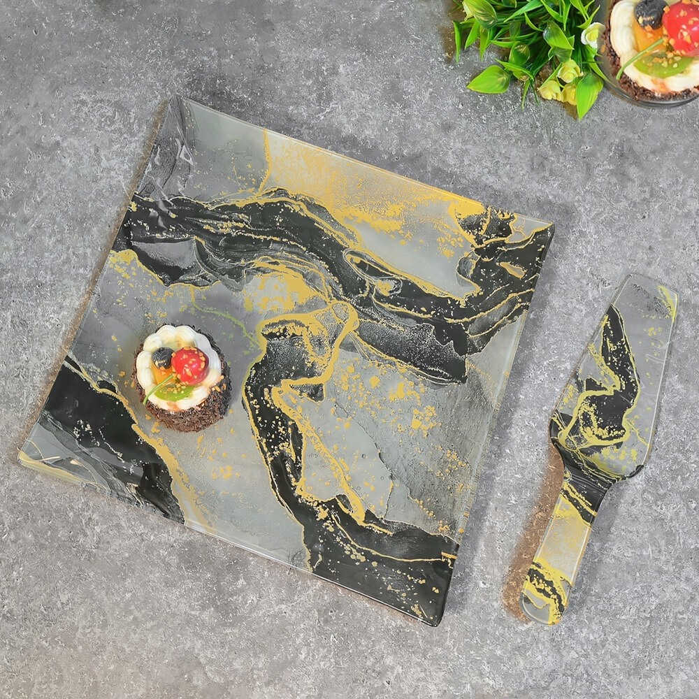 Блюдо для торта с лопаткой 30*30см/27см (00110769)