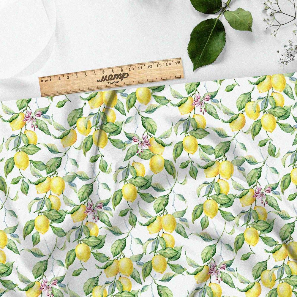 Ткань муслин акварельные лимоны