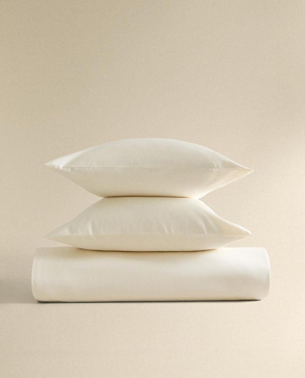 ZARA HOME Сатиновый пододеяльник (1000 нитей на дюйм), кремовый