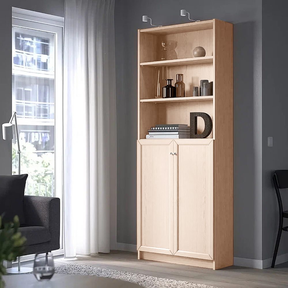 Стеллаж Билли 23 IKEA Дуб Молочный 8622 80*30*202 см, Светло-бежевый   Фиеста