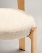 Granite Стул на 4 ножках из бежевого шенилла и массива ясеня в натуральной отделке