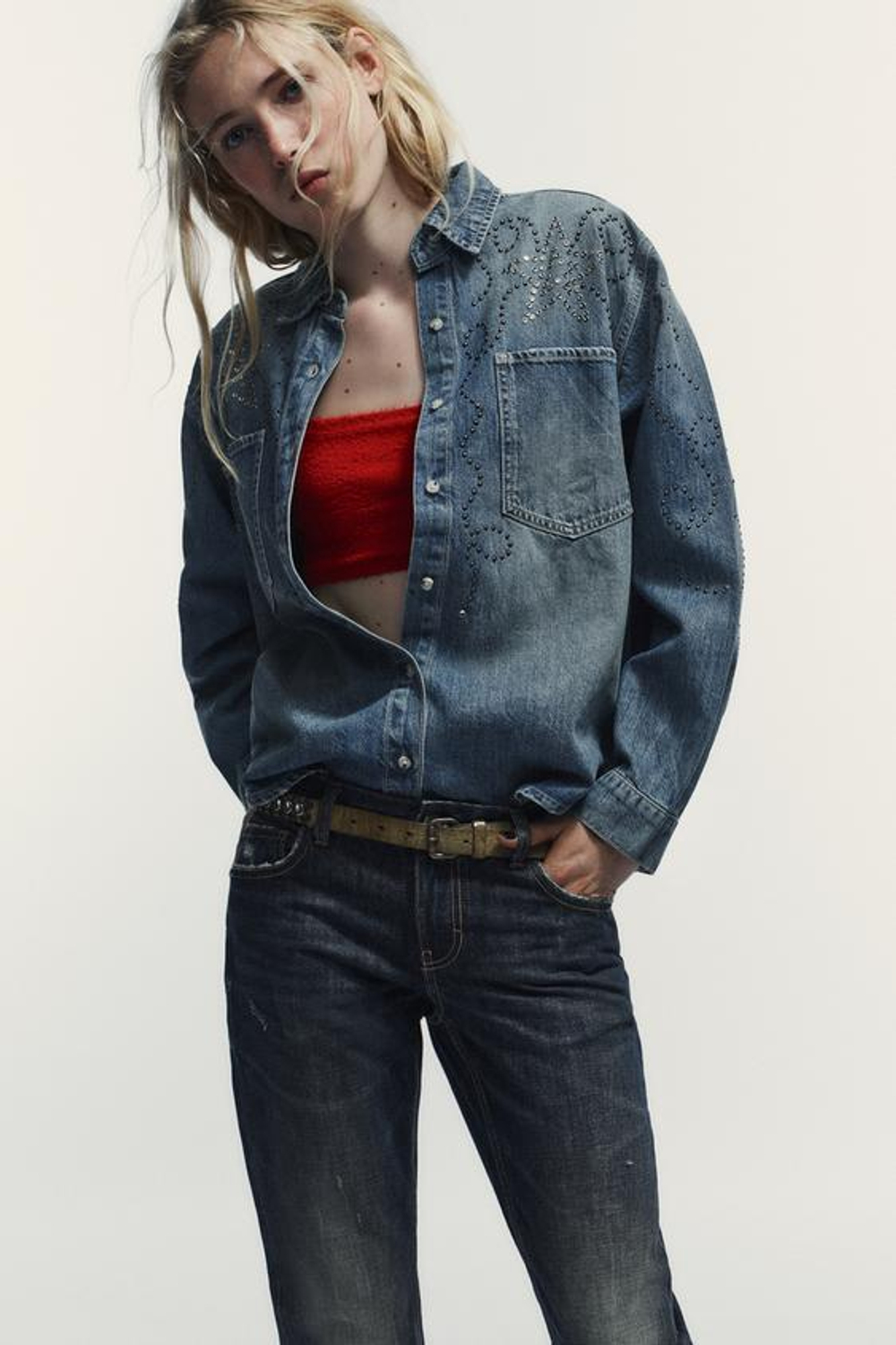 ZARA ДЖИНСЫ TRF ПРЯМОГО КРОЯ С НИЗКОЙ ПОСАДКОЙ, МОРСКОЙ СИНИ