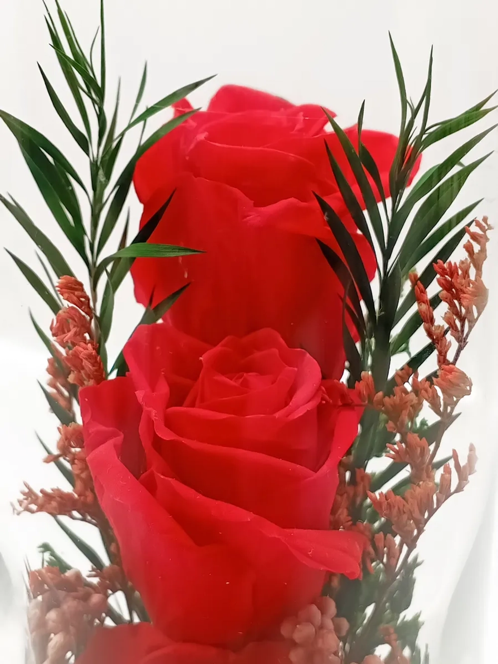 натуральные кустовые розы в стекле, вакуум*