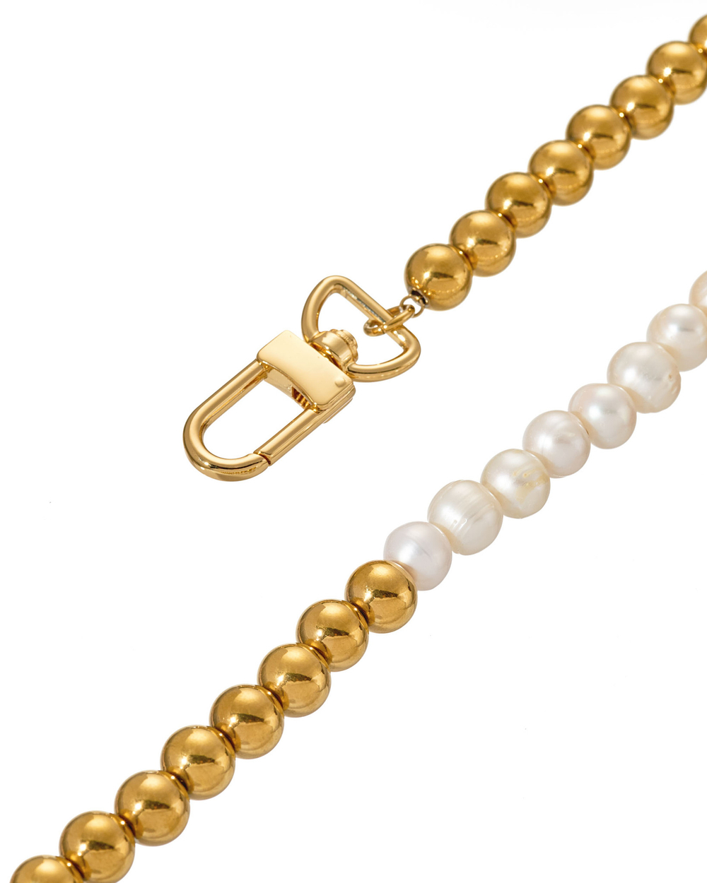Колье-крупный жемчуг, золотые шарики, замок