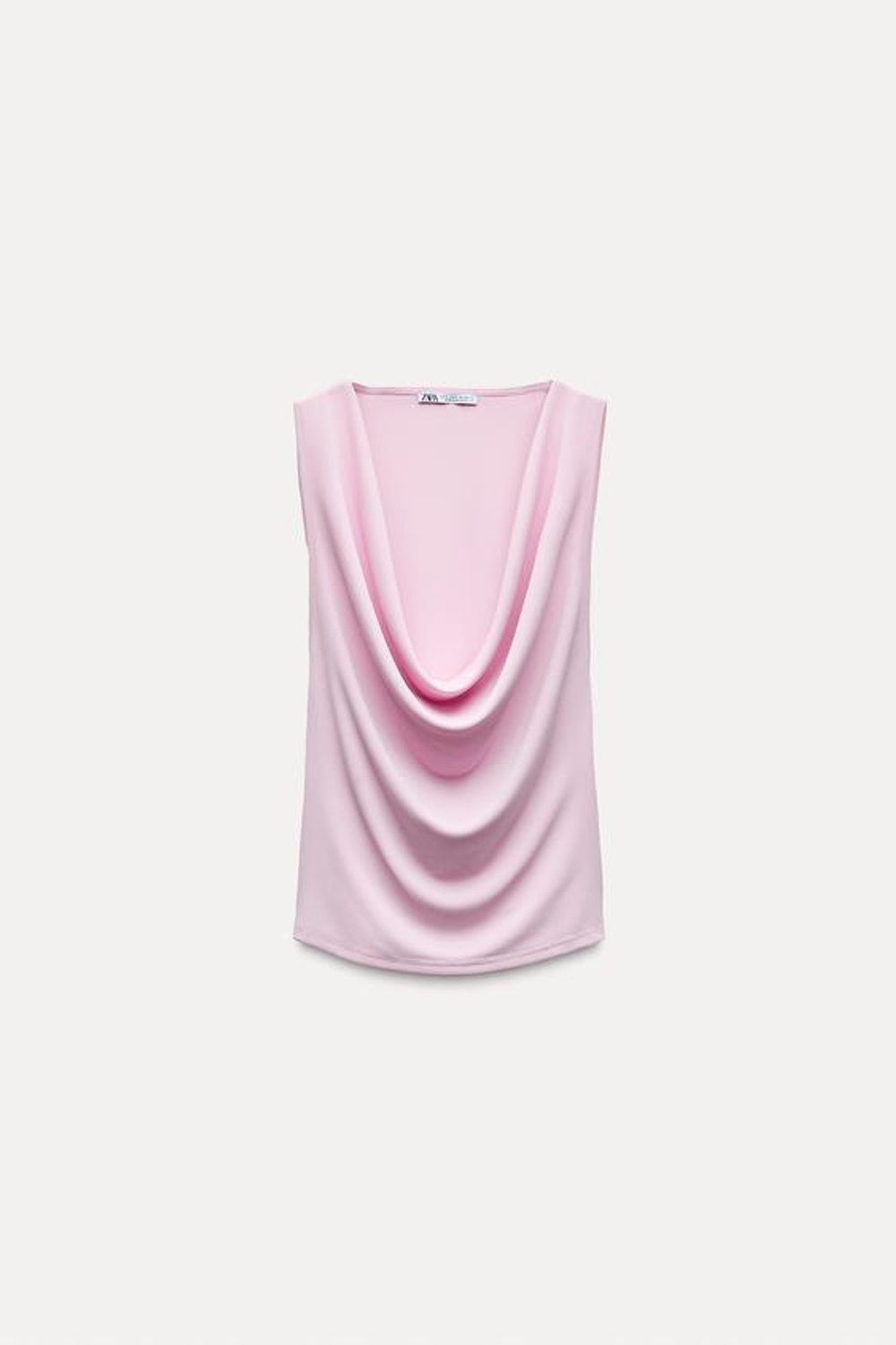 ZARA ТОП С ДРАПИРОВКОЙ НА ВЫРЕЗЕ, СВЕТЛО-РОЗОВЫЙ