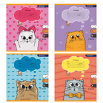 Тетрадь 12л., клетка, Alingar, скрепка, блок офсет, 100% белизна, мелованный картон (стандарт), "Котики"