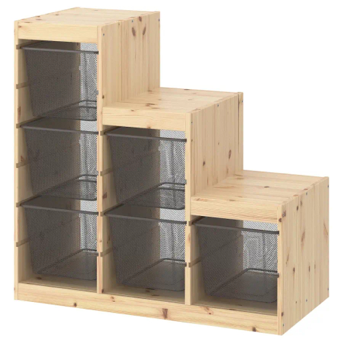 Стеллаж - IKEA TROFAST, 94х44х91 см, сосна/серый, ТРУФАСТ ИКЕА