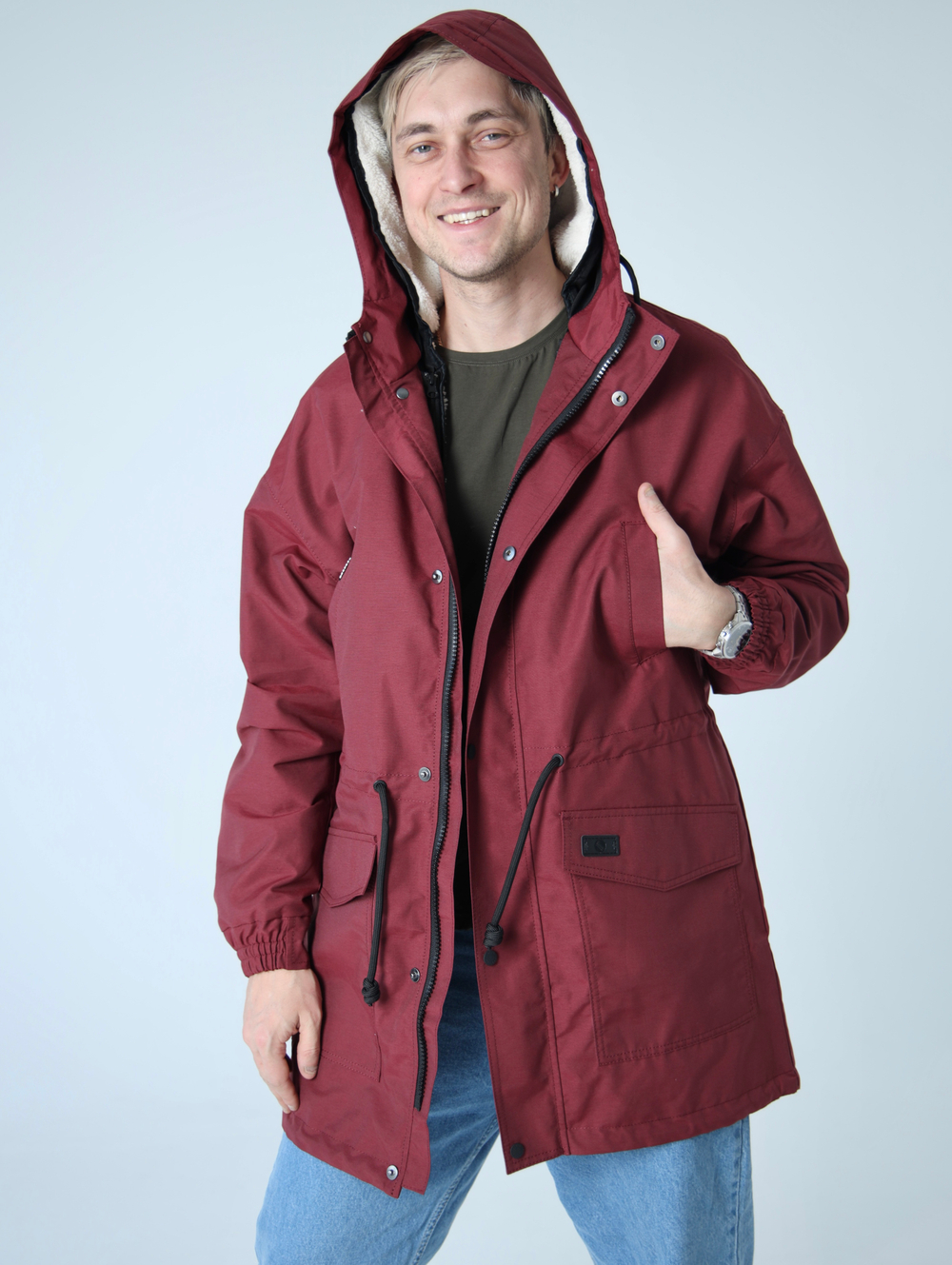 Парка с жилетом Город Горький хибины бордо красная