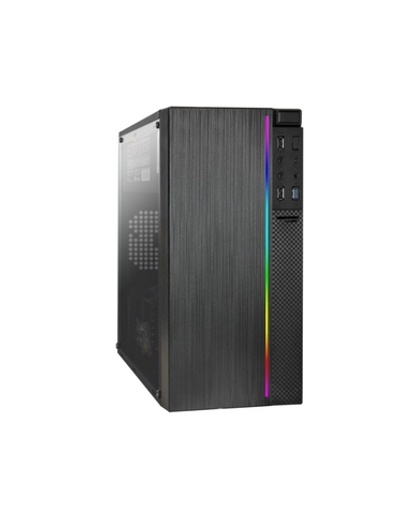 Корпус для компьютера Exegate EX296070RUS Корпус Minitower ExeGate mEVO-9301-EVO800 (mATX, БП EVO800RGB с вент. 12см, с окном, 2*USB+1*USB3.0, HD аудио, черный, с RGB подсветкой)