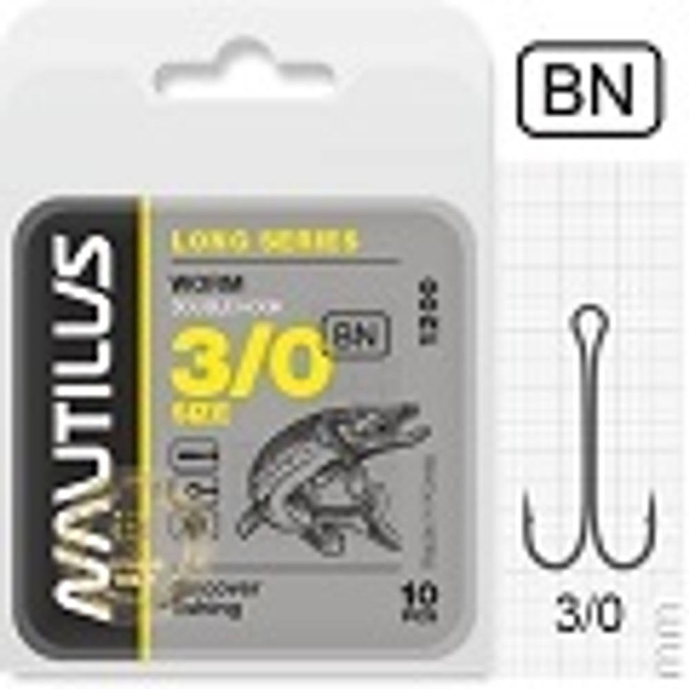 Двойник Nautilus Double Long series Worm 1200BN №3/0 10шт 05-66113249