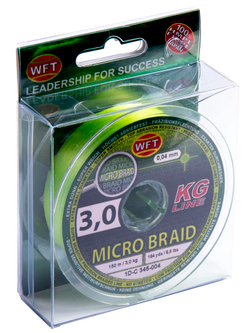 Леска плетёная WFT KG MICRO BRAID Chartreuse 150 м, 0.04 мм