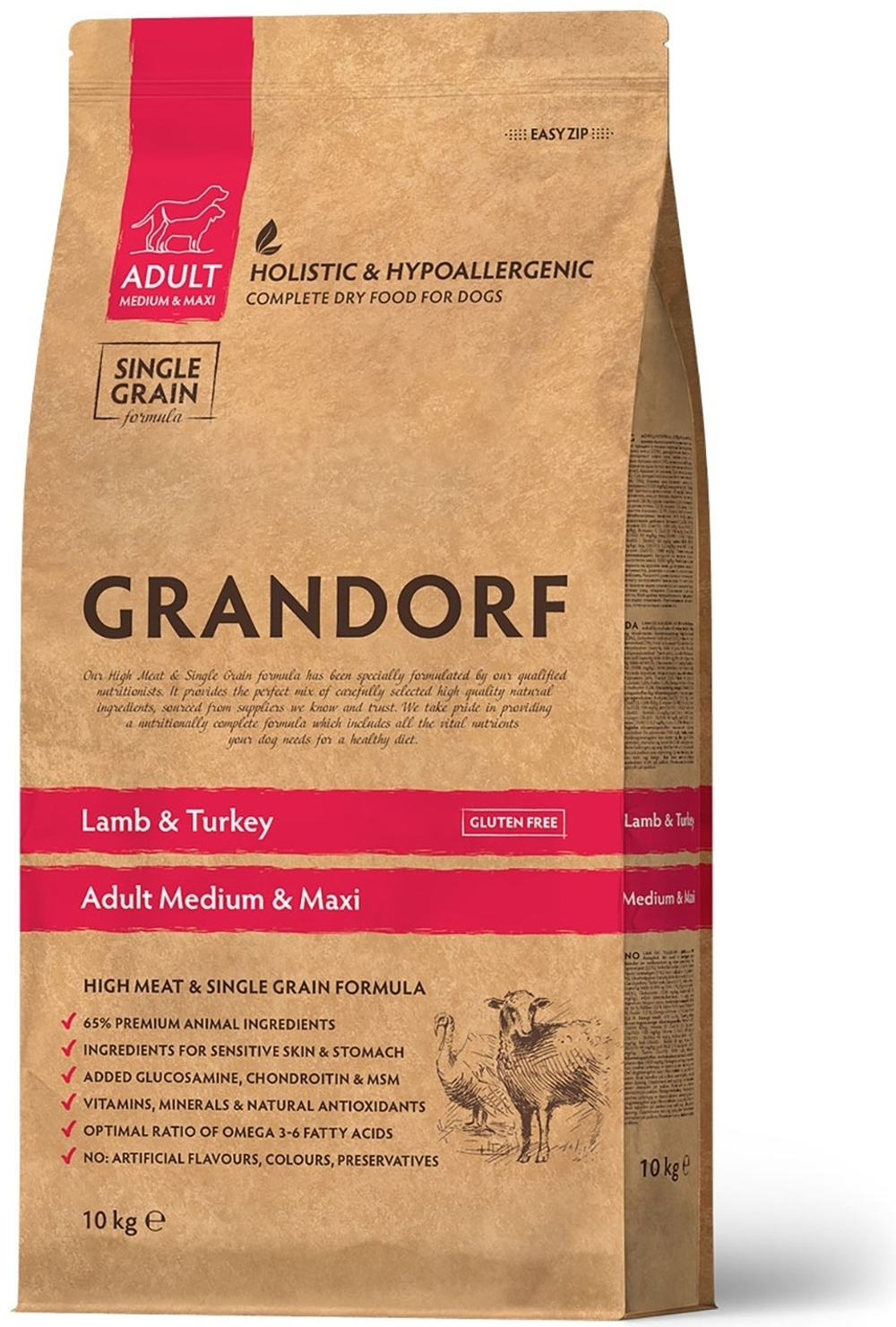 Grandorf Lamd Medium&Maxi Adult - сухой корм для средних и крупных собак от 1 года (10кг)/ вес кг