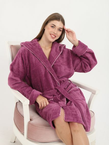 Халат женский махровый фиолетовый AYKA HOME