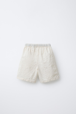 ZARA ШОРТЫ В ПОЛОСКУ, ЭКРЮ/ЧЕРНЫЙ