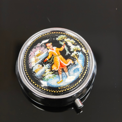 Сувенирный контейнер для хранения мелочей с ручной росписью Палех "По-щучьему веленью"