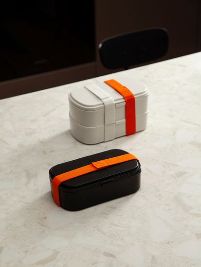 Ланч-бокс с приборами food time, 1 л, черный