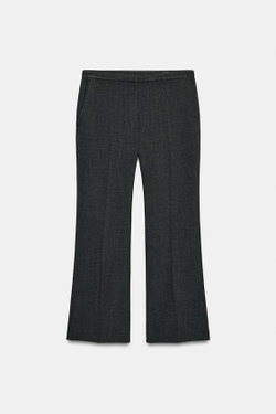 ZARA УКОРОЧЕННЫЕ РАСКЛЕШЕННЫЕ БРЮКИ ZW COLLECTION, ТЕМНО-СЕРЫЙ