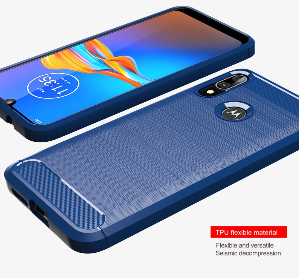 Чехол для Motorola Moto E6S (E6 Plus) цвет Blue (синий), серия Carbon от Caseport