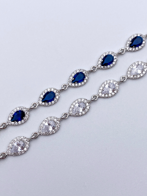 Браслет из серебра/Белый/С фианитом