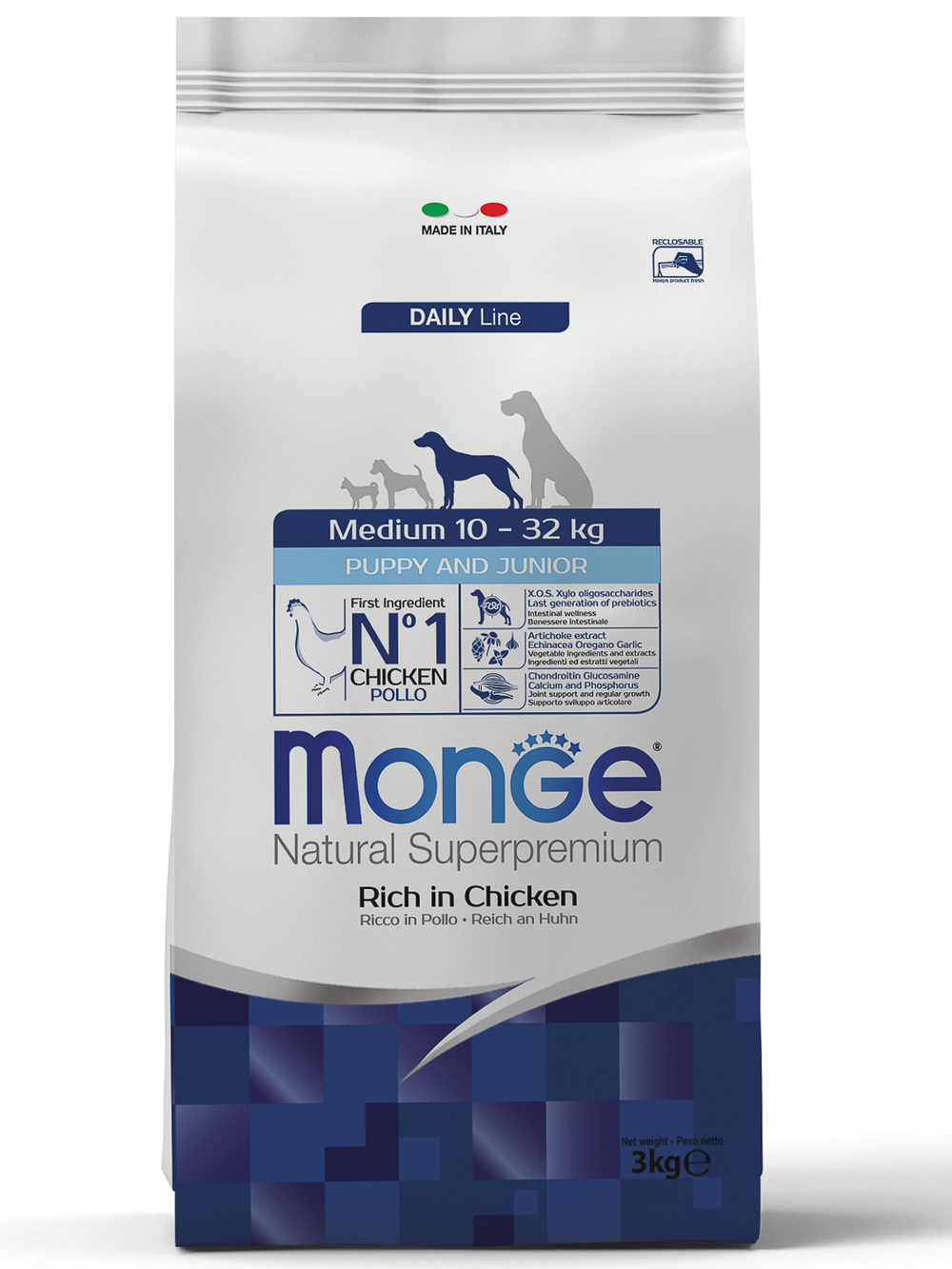 Сухой корм Monge Dog Daily Line Medium для щенков средних пород, из курицы 3 кг