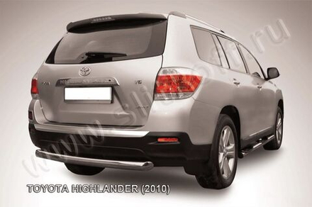Защита заднего бампера (нержавейка) Toyota Highlander (2010-2013) d76 радиусная