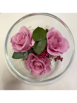 натуральные кустовые розы в стекле, вакуум*