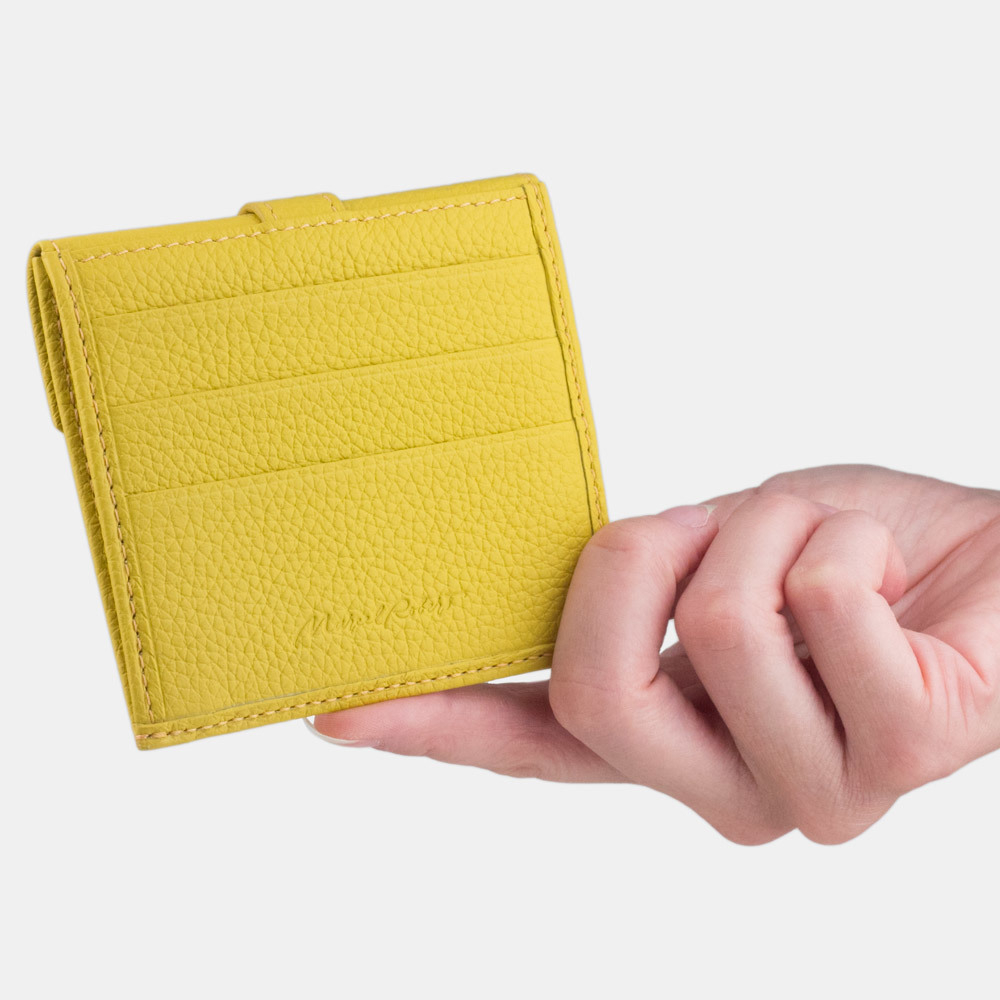 Картхолдер-кошелек Perle из кожи теленка, желтого цвета