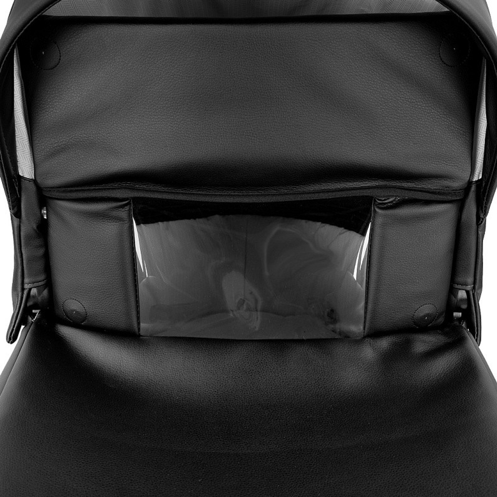 Детская коляска Roan Esso Кожа 3 в 1 с автокреслом Tutis Elo Lux EduSky Black ESSK/210/1 Black /Black/руч.Тем.коричневый