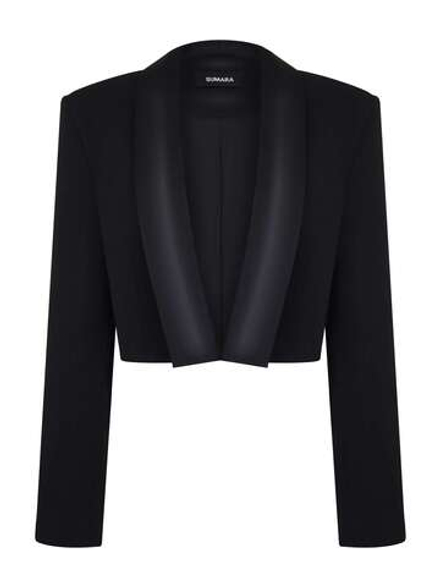 Жакет короткий с лацками из атласа